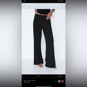 Zara Basic Flowy Pants M Black